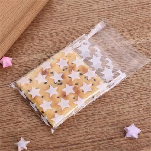 100Pcs /Set Golden 8*10 Star Cookie Pack Cookie Bag Chocolate Handmade Soap Bag Friends Class Reunion Snack Candy Bag