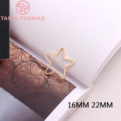 20PCS 16MM 22MM Gold Color Plated Brass Star Closed Jump Rings for DIY Jewelry Making Findings Accessories