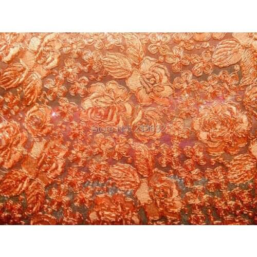 2017 electronic Orange Organize Flower new emboridery dress fabric Home textile embroidery fabric embroidery Embroidered cloth