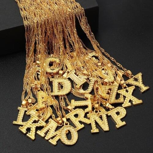 2021 New Alphabet Pendants Gold Color Copper Mini A-Z Letter Pendant Necklace Shinning 26 Initial Collares Korean Jewelry Gifts
