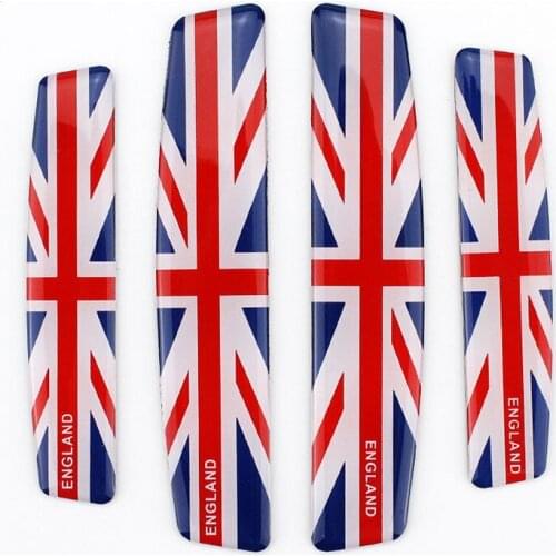 4 Pcs National Flag England Car Door Side Edge Glue Sticker Guard Strip Decoration Anti-Scratch Protection Auto Door Buffer Trim