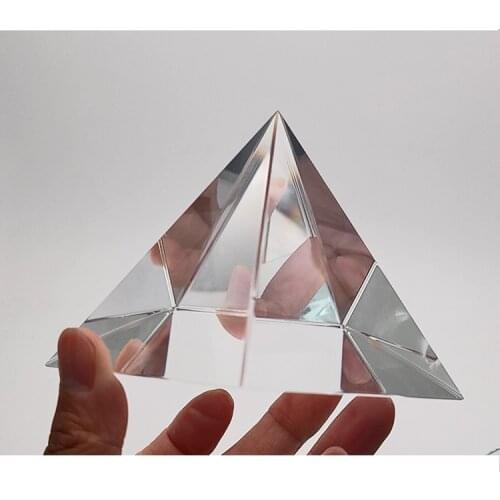 40MM Quality Glass Transparent Rainbow Polyhedral Pyramid Prism Crystal Glass Pyramid Healing Miniature Home Decoration