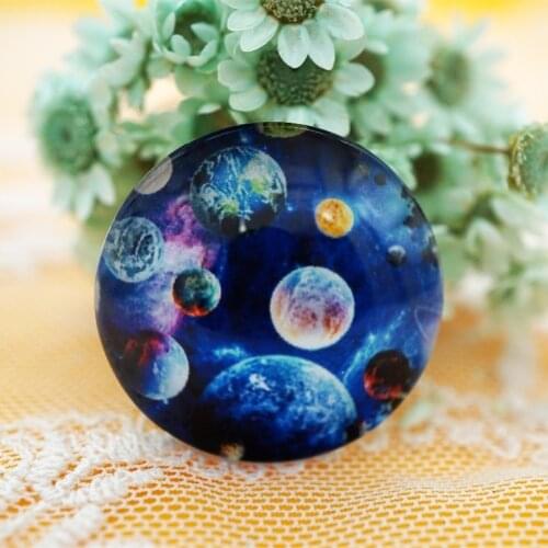 New Fashion 5PCS/lot Round 25MM Glass Universe Planet Pattern Cabochon Glass Crafts Jewelry Accessories Supplies 3000-529