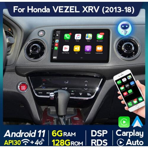 Carplay Auto Android 11 Car Radio Stereo For Honda Vezel XRV HRV 2013 2014 2015 2016 2017 2018 GPS Navigation 2DIN DVD Headunit