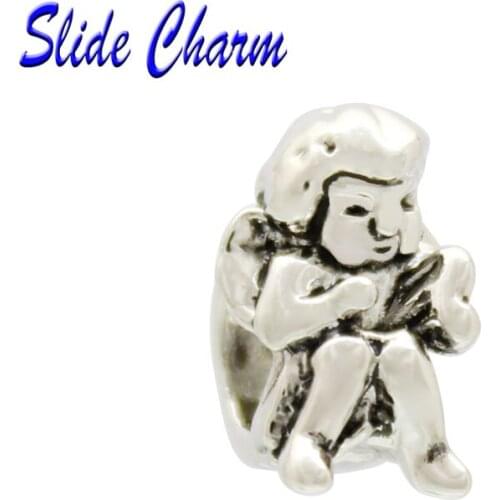 Free shipping Handmade jewelry accessories boutique angel harp music DIY charm beads fit Pandora bracelet