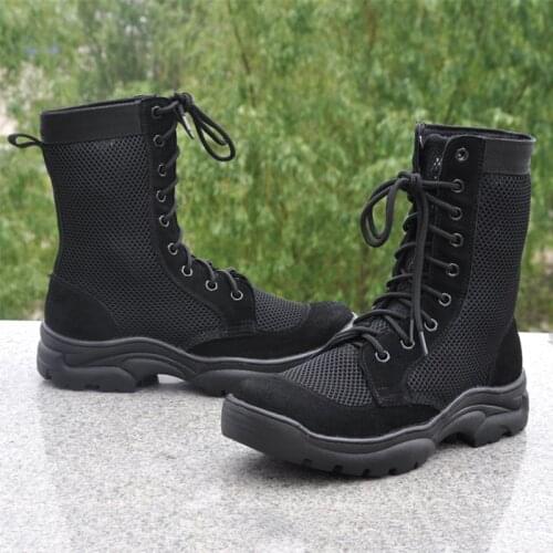 Summer Mens Outdoor Breathable Army Tactical Boots Mens Light Military Combat Work Boots Shoes Botas Hombre size 35---44