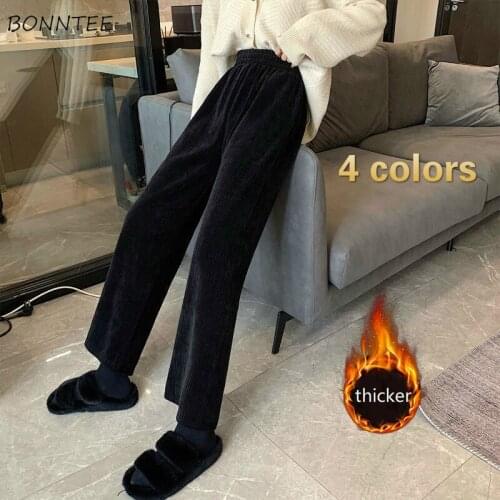 Pants Women Corduroy Trendy Harajuku Feminino Full Length Trouser Korean Teens Streetwear Baggy Plus Velvet Thicker Autumn Ins
