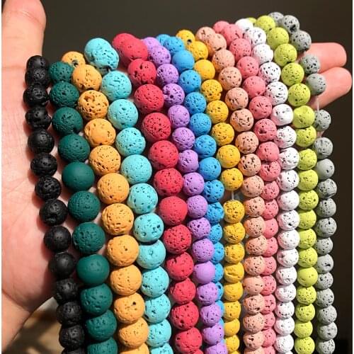 Wholesale Red Volcanic Rock Beads Natural Stone Rubber Round Lava Beads for Jewelry Making Diy Bracelet Necklace 4 6 8 10MM 15