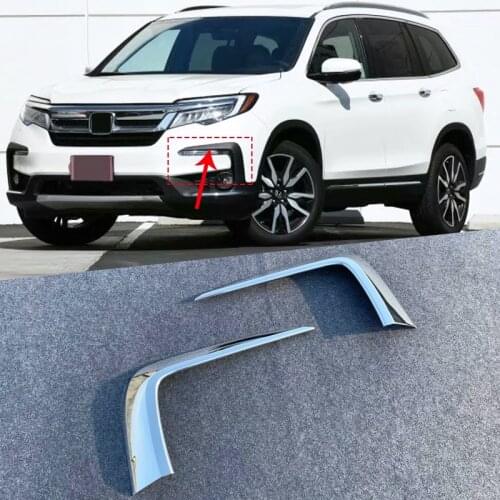 For Honda Pilot 2019 2020 Front Bumper Fog Light Trim Rim Lamp Cover Cap Car Styling Reflective Sticker Kit Accessories