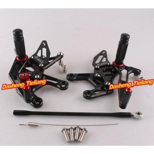 For Kawasaki Ninja ZX10R 2015 Black Motorcycle CNC Aluminum Alloy Adjustable Rearset Foot Pegs Rests Footpegs