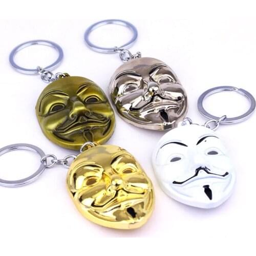 Dongsheng V for Vendetta Keychain 4 colors Mask Key Chain Hot movie Key Ring Holder Pendant Chaveiro Jewelry Souvenir YS10015