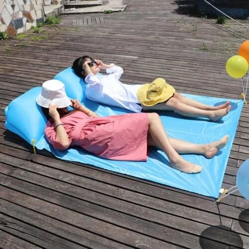 Double Camping Mat Mattress with Pillow Inflatable Beach Mat Tent Mats Leisure Lounger Back Pillow Cushion Chair Picnic Mat Pad