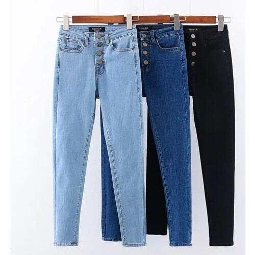 Jeans Women Pants 2020 Fashion Bandage Chic Solid Ripped Skinny Jean Long Denim Mom Bodycon Leggings Punk Francais Streetwear