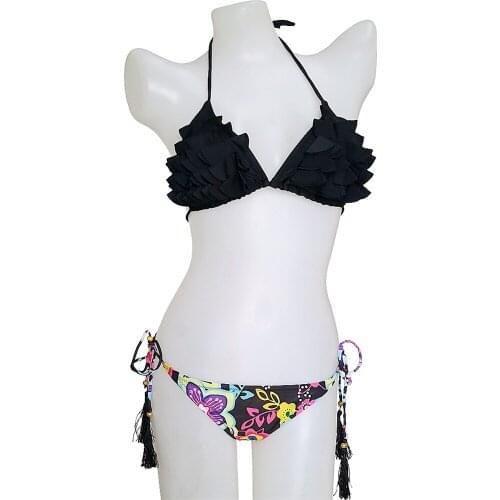 European and American Fold Flower Su Su Bikini digital printing sexy swimsuit DK54