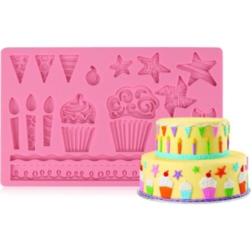 Cake Ice Cream Birthday Party Mold Fondant Cakes Decor Tool Silicone Mold Sugarcrafts Chocolate Baking Tools Cakes Gumpaste Form