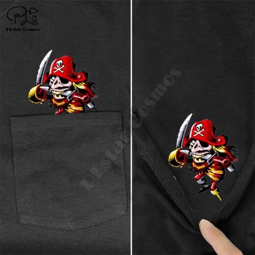 PLstar Cosmos T Shirt Fashion Brand summer pocket pirate printed t-shirt men for women shirts Hip hop tops funny cotton tees