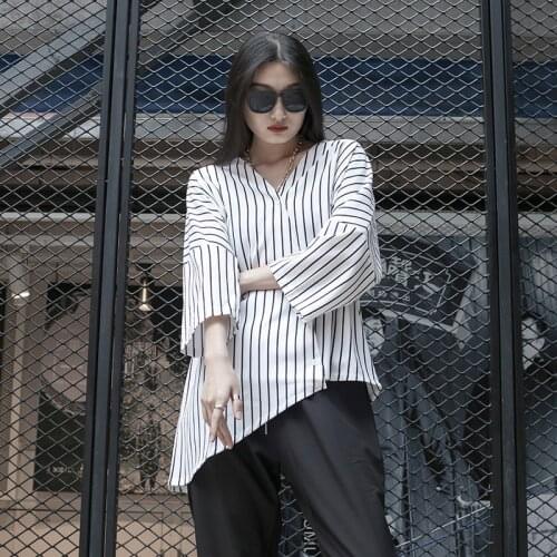 Женские рубашки в полоску IKKB China At AliExpress