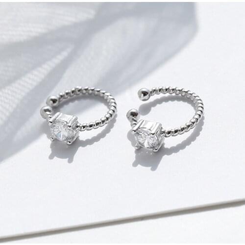 KISSLOVE Zircon Clip Earrings Circle For Women No Pierced Retro Korean Fashion New Trendy Hot Student Short Hair Jewelry