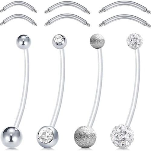 Pregnancy Belly Button Rings Long Bar Sport Maternity Flexible Clear Navel Belly Rings Piercing Retainer for Pregnant Women 38mm