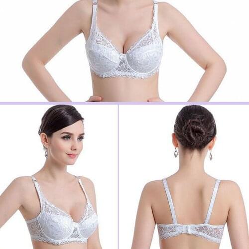 Fashion Ladeis Underwire Push Up Embroidery Lace Bra Brassiere Bralette Lingerie BH 32 34 36 38 40 42 44 A B C D DD E