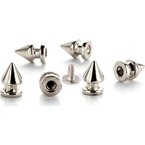 100sets 8*12mm Silver Cone Spots Metal Studs Leathercraft Rivets Bullet Spikes Punk Spike Rivets for Leather