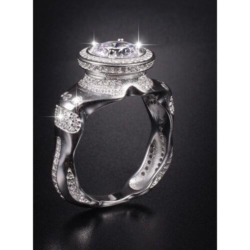 Mens Luxury 925 Sterling Silver 3ct Simulated Diamond ring Eternal Engagement Wedding Bands boys Jewelry SIZE 8-13 gift