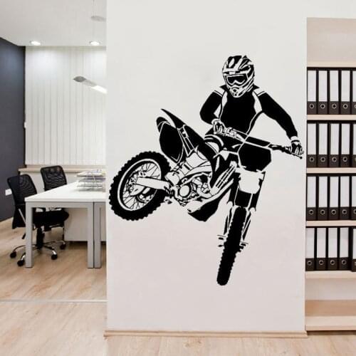 Motorcycle Wall Sticker Motorcyclist Home Decoration Motocross Vinyl Decal Competitive Motocycle Bedroom Living Room Wall Decor