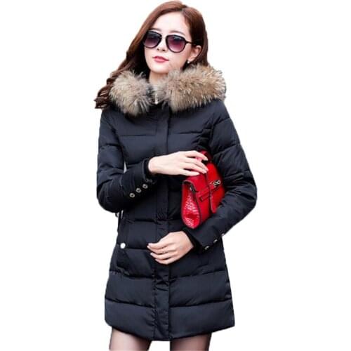 2020 New Cotton Coat Winter Large Size Mid-Long Thick Padded Down Cotton Loose Jacket Fashion Casual Hooded Fur Collar Outerwear