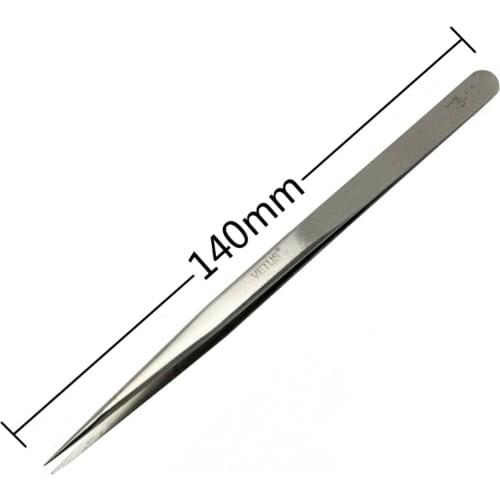 Aidetek New Steel Fine Tip Straight design Tweezers Forceps Non-magnetic chips IC SMD SMT compone TS-11