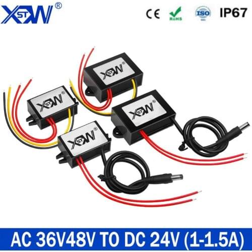 XWST AC36V48V to DC24V 1A 24W Step-down Power Converter Regulator DC36V Voltage Transformer Waterproof for Cars Solar DC Jack
