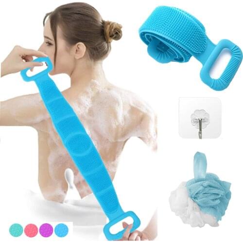 Portable Bath Body Brush Soft Brush Bristles and Back Massage DotsPowerfully Cleans without Hurting Skin for Home and Travel