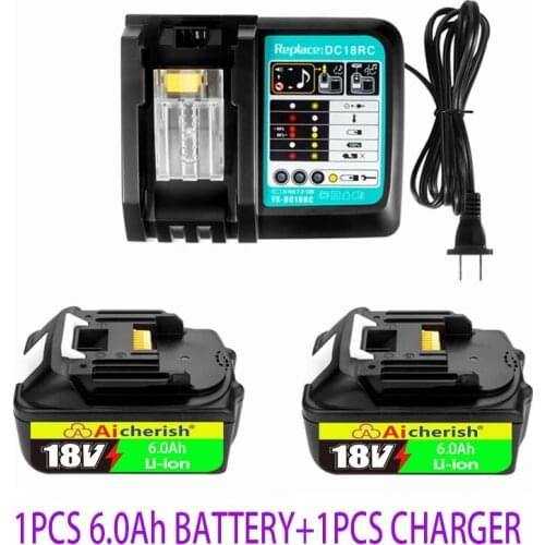 With Charger 18V 6000Ah Lithium Ion Rechargeable Batteries For Makita 18 V Battery Original BL1840 BL1850 BL1830 BL1860B LXT400