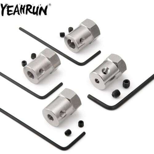 YEAHRUN 4PCS Stainless Steel Hex Couplings Universal Joint with Wrench 3/4/5/6mm for RC Boat Car Robot Hexagonal Connector Parts