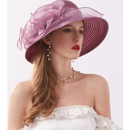 Blue Fantasy Purple Big Flower Summer Beach Sun Hats For Women Girls Elegant Summer Straw Hat Wide Brim Fedoras Caps