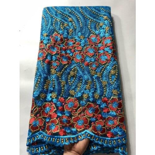 BLUE latest african laces 2020 african lace fabric high quality french lace fabric with stones 5yards net african fabric YYS002