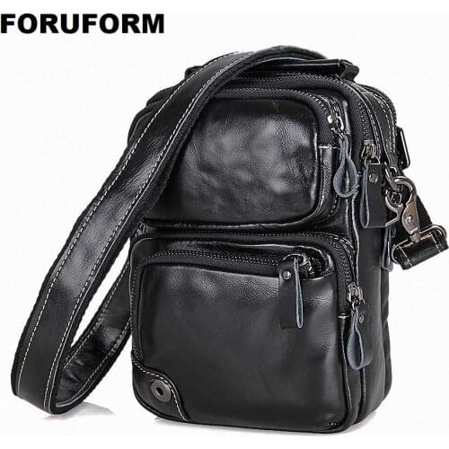Genuine Leather Bag Mens Bags Small Shoulder Messenger Crossbody Bags Mens Leather Bag Men Handbag Casual Small Flap LI-1749