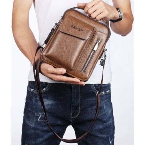 High Quality Mens Shoulder Bag PU Leather Capacity Handbag For Men Casual Shoulder Bags Vintage Male Bag Men Shoulder Bags