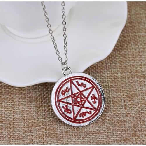 Mysterious Supernatural Necklace Devils Trap Pentagram Pentacle Vintage Retro Antique Alloy Pendant Movie Jewelry Gift For Fans