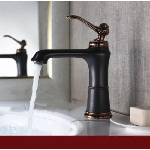 Western style black Rose gold Waterfall Bathroom Faucet Single Handle Basin Sink Mixer Tap,luxury Lavatory Faucets