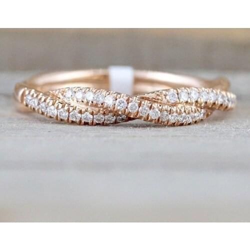 Hot Sale Micro-zircon Twisting Rope Flax Women Rings