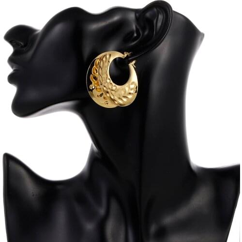 Ethlyn Senegal Gold Color Big Size Wedding Earrings for Arab/African Women Girls Party Bridal Copper Jewelry Gift E126