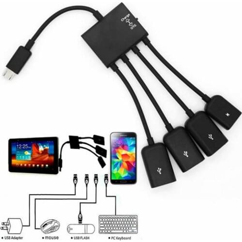 1pc High Quality 4 Port Micro USB for Android Tablet Computer PC Power Charging OTG Hub Cable Connector Spliter