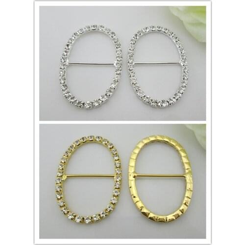 10pcs oval ribbon rhinestone buckle 28mm
