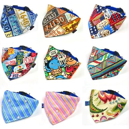 12 pcs/lot Cat Dog Bandana Bibs Scarf Collar Adjustable Pet Neckerchief Scarf Waterproof Saliva Towel Cat Dog Accessories