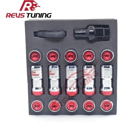 20pcs M12 x 1.5 M12 x 1.25 Red Cap Anti-Theft Steel Volk Rays Formula Car Wheel Rim Racing Wheel Nuts Lock Locking Lug Nuts
