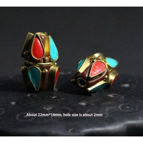 WEIYU 22mm*14mm 5pcs Metal Spacer Beads Pure Copper Teardrop Nepal Beads Clay Beads Handmade Jewelry DIY Accessories Hole 2mm