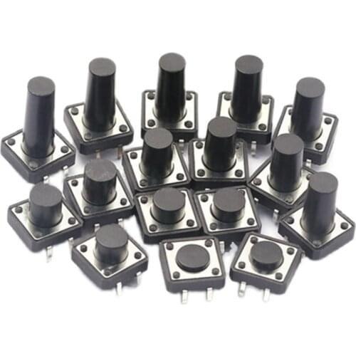 50pcs 6x6mm 12x12mm 4Pins 2Pins Height 4.3/5/6/7/10/12/15mm Plastic PCB Momentary Tactile Tact Push Button Switch