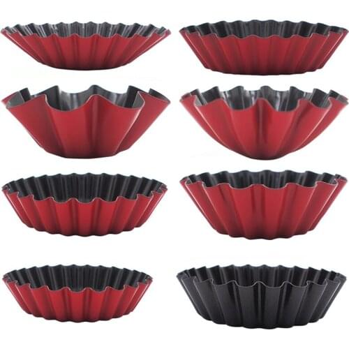 8PCS Reusable Egg Tart Cup Nonstick Flower Cake Mold Baking Cup Tartlet Mold Quiche Pan Baking Tools