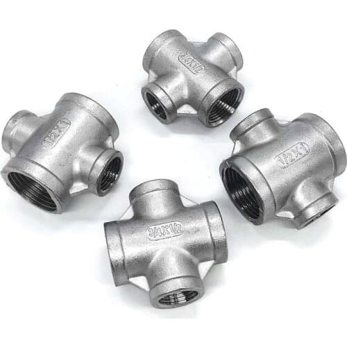 1/2" 3/4" 1" BSP Female Thread Four 4 Way Cross 304 Stainless Steel Pipe Fitting Reducer Connector Coupler Adapter