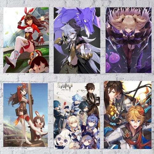 Anime Posters Game Genshin Impact Japanese Canvas Painting Wall Decor Retro Poster Wall Art Picture Room Decor Home Decor